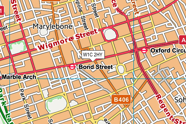 W1C 2HY map - OS VectorMap District (Ordnance Survey)