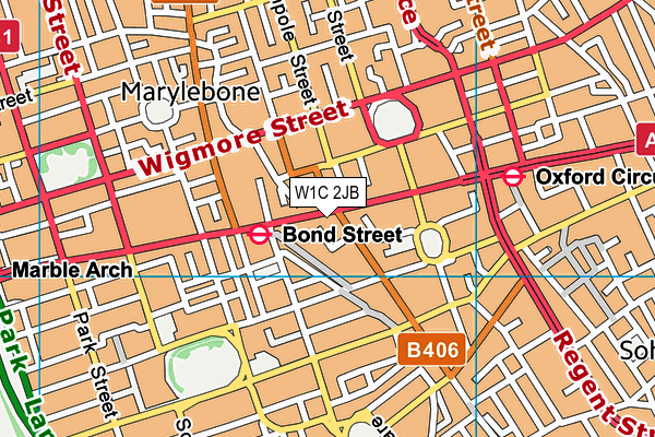 W1C 2JB map - OS VectorMap District (Ordnance Survey)