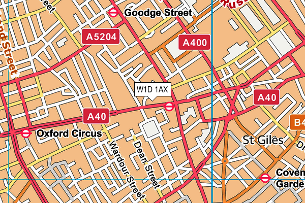 W1D 1AX map - OS VectorMap District (Ordnance Survey)