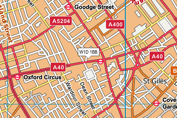 W1D 1BB map - OS VectorMap District (Ordnance Survey)