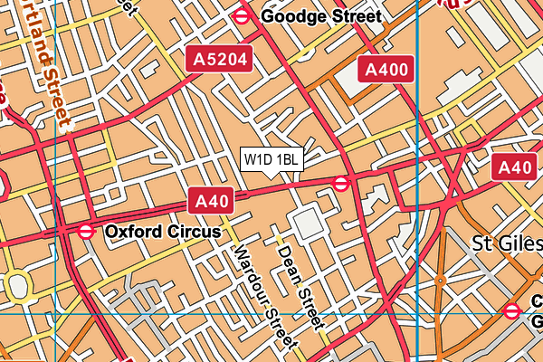 W1D 1BL map - OS VectorMap District (Ordnance Survey)