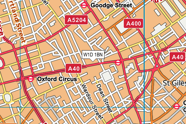 W1D 1BN map - OS VectorMap District (Ordnance Survey)