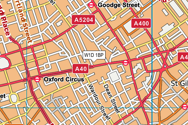 W1D 1BP map - OS VectorMap District (Ordnance Survey)