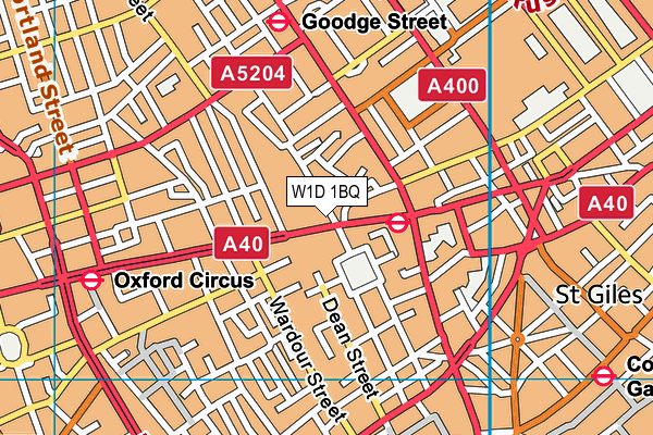 W1D 1BQ map - OS VectorMap District (Ordnance Survey)