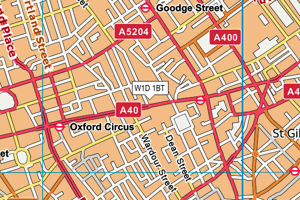 W1D 1BT map - OS VectorMap District (Ordnance Survey)