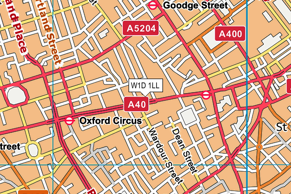 W1D 1LL map - OS VectorMap District (Ordnance Survey)