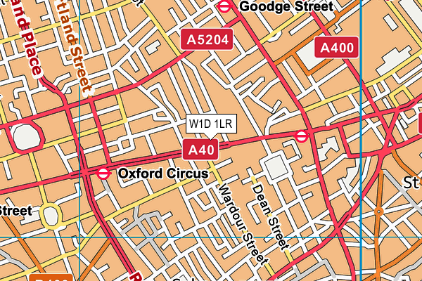 W1D 1LR map - OS VectorMap District (Ordnance Survey)