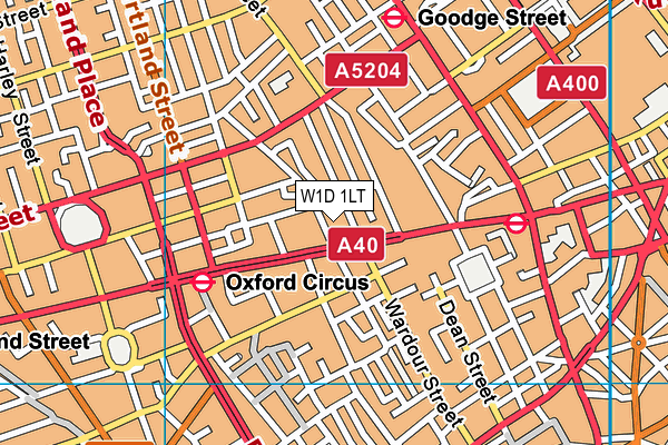 W1D 1LT map - OS VectorMap District (Ordnance Survey)