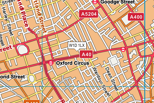 W1D 1LX map - OS VectorMap District (Ordnance Survey)