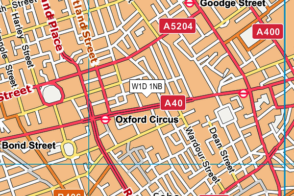 W1D 1NB map - OS VectorMap District (Ordnance Survey)