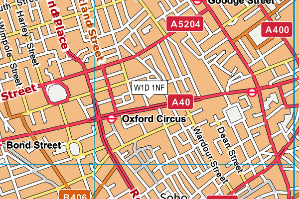 W1D 1NF map - OS VectorMap District (Ordnance Survey)