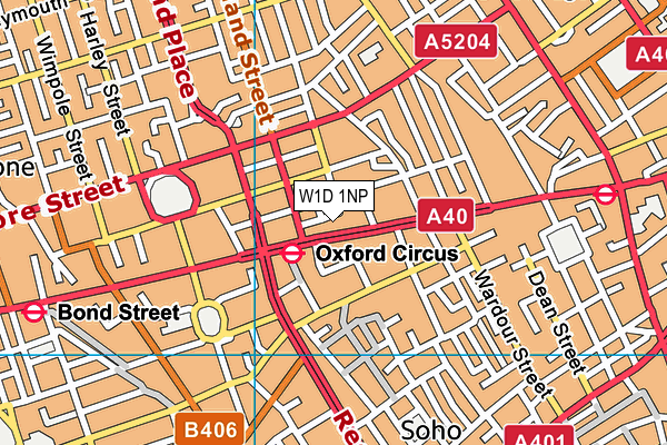 W1D 1NP map - OS VectorMap District (Ordnance Survey)