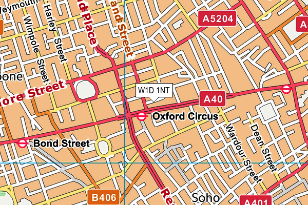 W1D 1NT map - OS VectorMap District (Ordnance Survey)