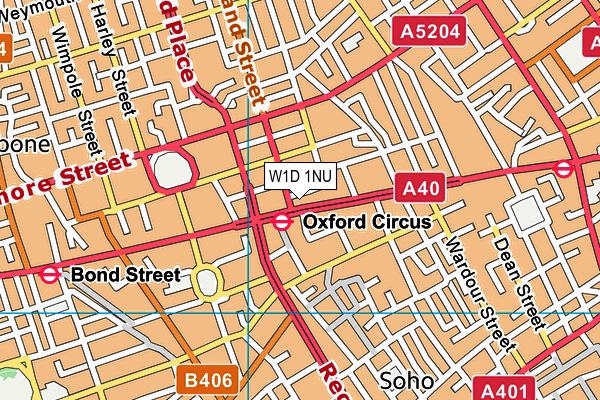 W1D 1NU map - OS VectorMap District (Ordnance Survey)