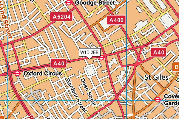 W1D 2EB map - OS VectorMap District (Ordnance Survey)