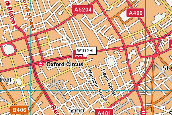 W1D 2HL map - OS VectorMap District (Ordnance Survey)