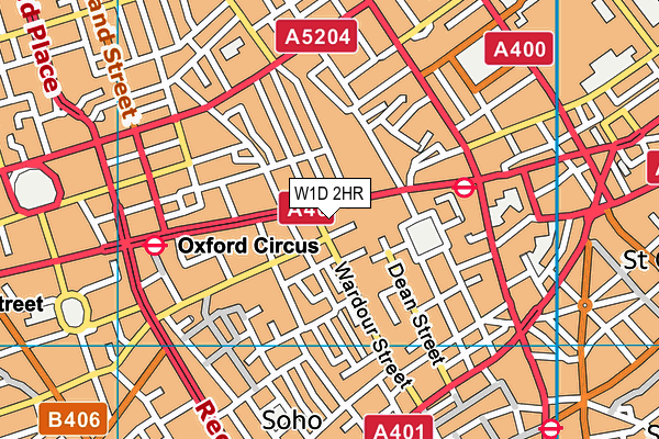 W1D 2HR map - OS VectorMap District (Ordnance Survey)