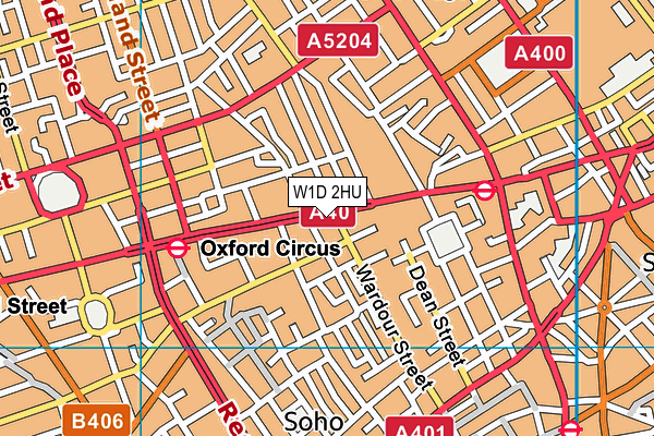 W1D 2HU map - OS VectorMap District (Ordnance Survey)