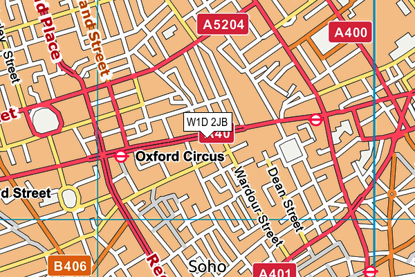 W1D 2JB map - OS VectorMap District (Ordnance Survey)
