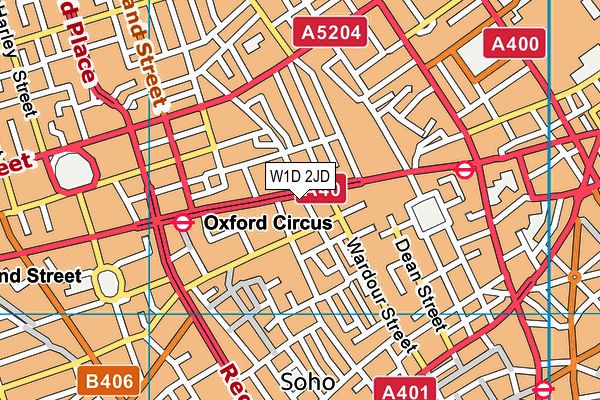 W1D 2JD map - OS VectorMap District (Ordnance Survey)