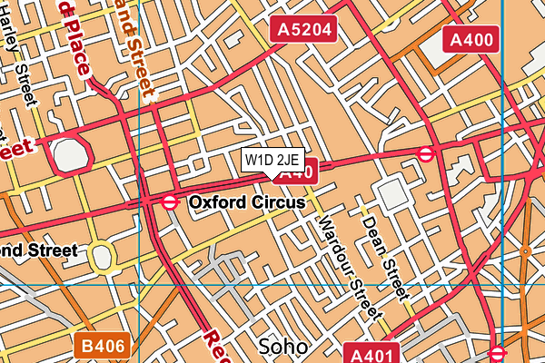 W1D 2JE map - OS VectorMap District (Ordnance Survey)