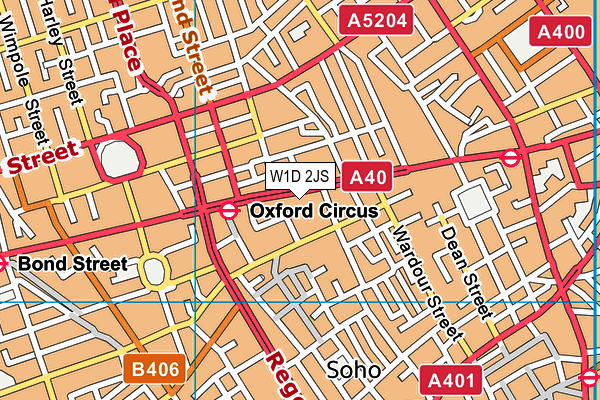 W1D 2JS map - OS VectorMap District (Ordnance Survey)