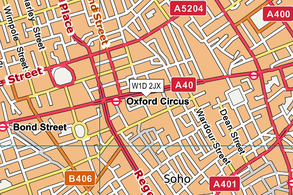 W1D 2JX map - OS VectorMap District (Ordnance Survey)