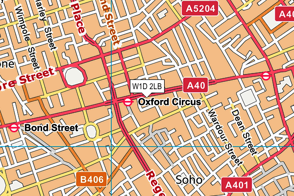 W1D 2LB map - OS VectorMap District (Ordnance Survey)