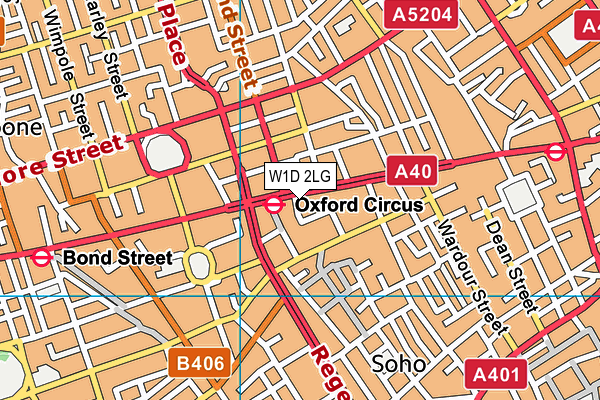 W1D 2LG map - OS VectorMap District (Ordnance Survey)