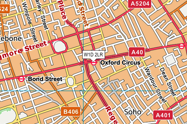 W1D 2LR map - OS VectorMap District (Ordnance Survey)