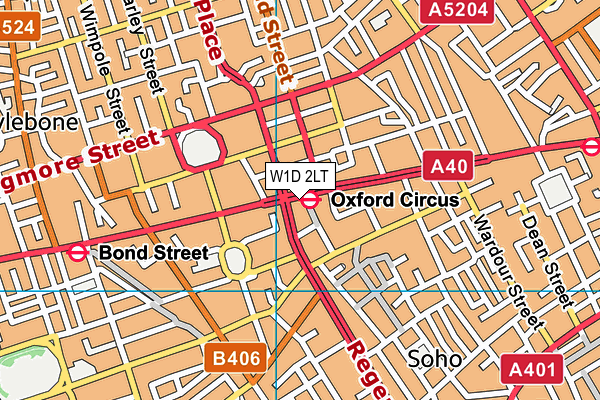 W1D 2LT map - OS VectorMap District (Ordnance Survey)