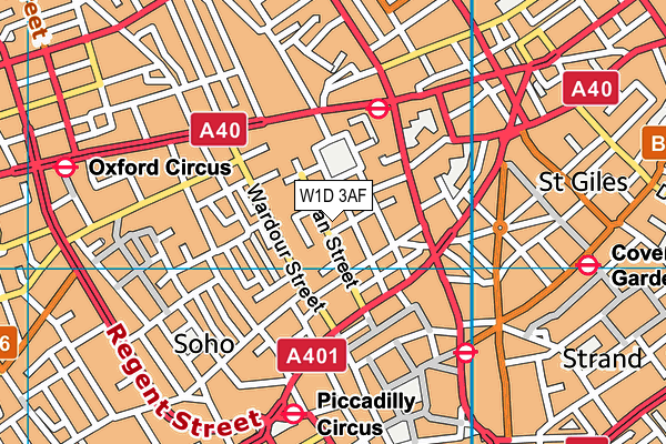 W1D 3AF map - OS VectorMap District (Ordnance Survey)