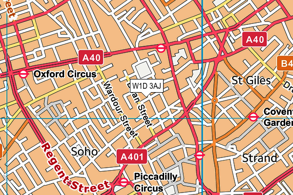 W1D 3AJ map - OS VectorMap District (Ordnance Survey)