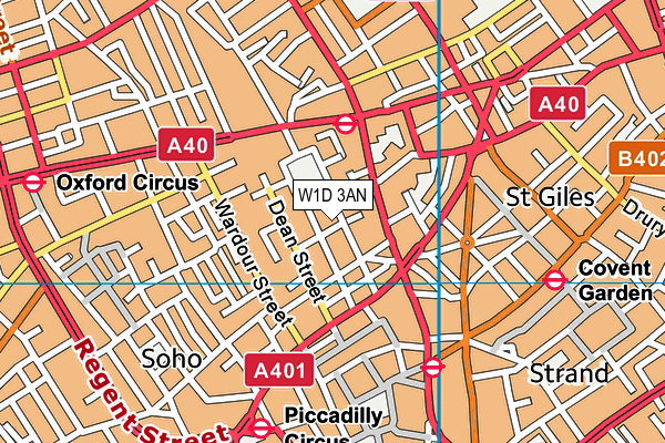 W1D 3AN map - OS VectorMap District (Ordnance Survey)