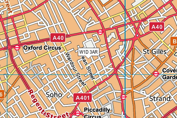 W1D 3AR map - OS VectorMap District (Ordnance Survey)