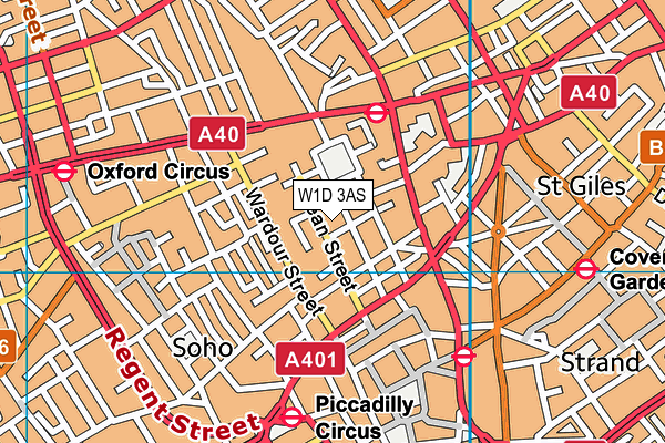 W1D 3AS map - OS VectorMap District (Ordnance Survey)