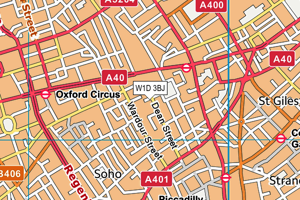 W1D 3BJ map - OS VectorMap District (Ordnance Survey)