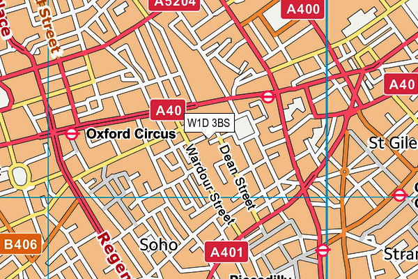 W1D 3BS map - OS VectorMap District (Ordnance Survey)