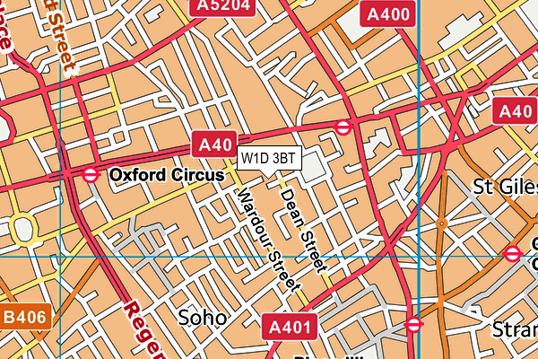 W1D 3BT map - OS VectorMap District (Ordnance Survey)