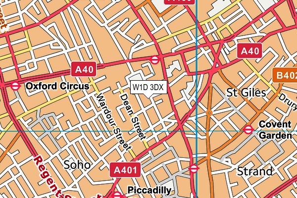 W1D 3DX map - OS VectorMap District (Ordnance Survey)