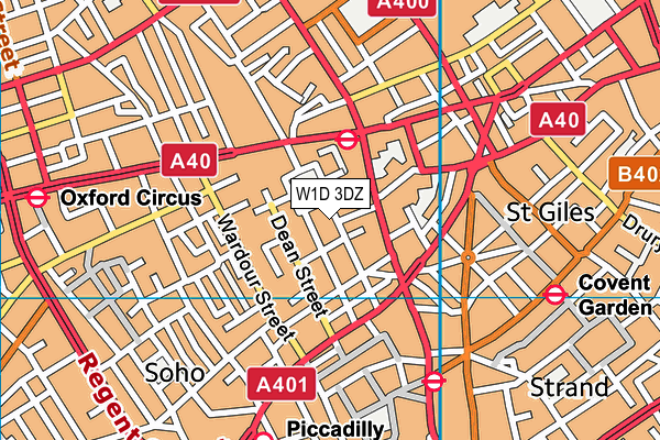 W1D 3DZ map - OS VectorMap District (Ordnance Survey)