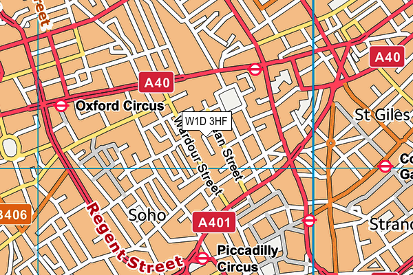 W1D 3HF map - OS VectorMap District (Ordnance Survey)