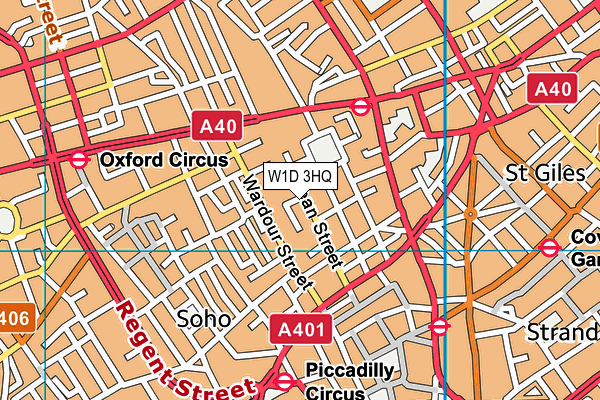 W1D 3HQ map - OS VectorMap District (Ordnance Survey)