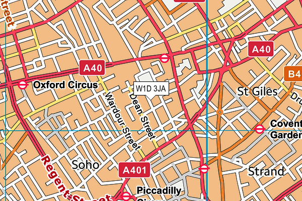 W1D 3JA map - OS VectorMap District (Ordnance Survey)