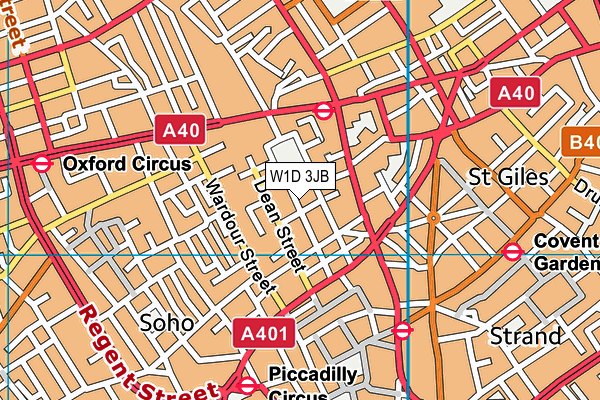 W1D 3JB map - OS VectorMap District (Ordnance Survey)