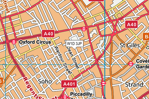 W1D 3JP map - OS VectorMap District (Ordnance Survey)