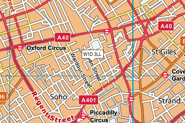 W1D 3LL map - OS VectorMap District (Ordnance Survey)