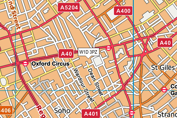 W1D 3PZ map - OS VectorMap District (Ordnance Survey)