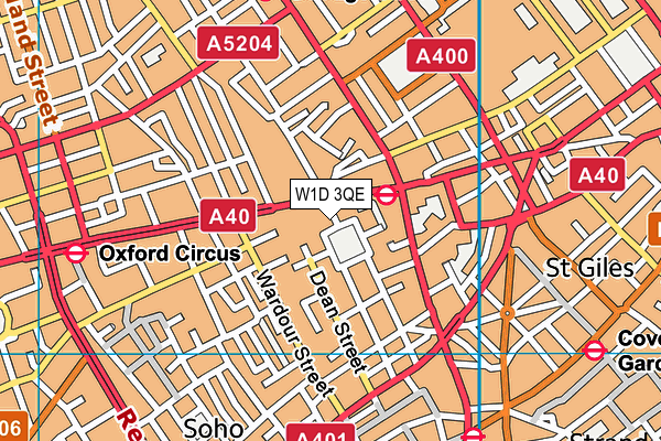 W1D 3QE map - OS VectorMap District (Ordnance Survey)