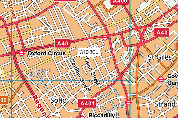 W1D 3QU map - OS VectorMap District (Ordnance Survey)